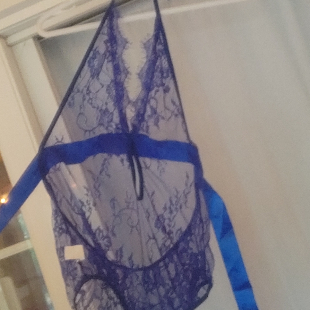 Blue Crotchless Teddy